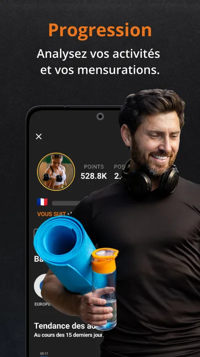 Écran Progression de l'app Kilofit
