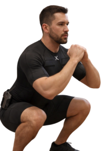 Séance d’électrostimulation EMS avec coach sportif à domicile à Draguignan et Vidauban – exercice squat